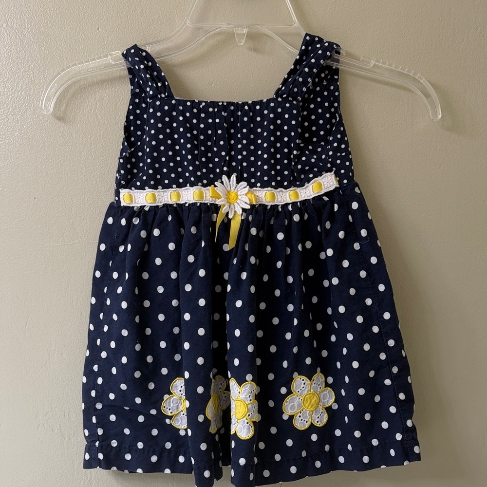 Blueberi Boulevard Navy Dress with White Dots